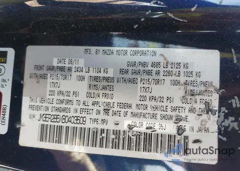 2011 Mazda Cx-7 I Sport from USA, damaged, VIN JM3ER2B5XB0403509